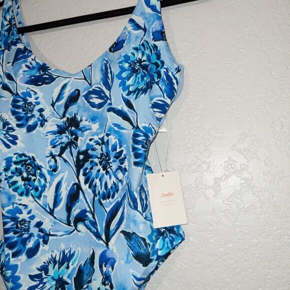 NWT Andie Blue Floral The Baia One Piece Swimsuit Size Medium‎ - Picture 4 of 7
